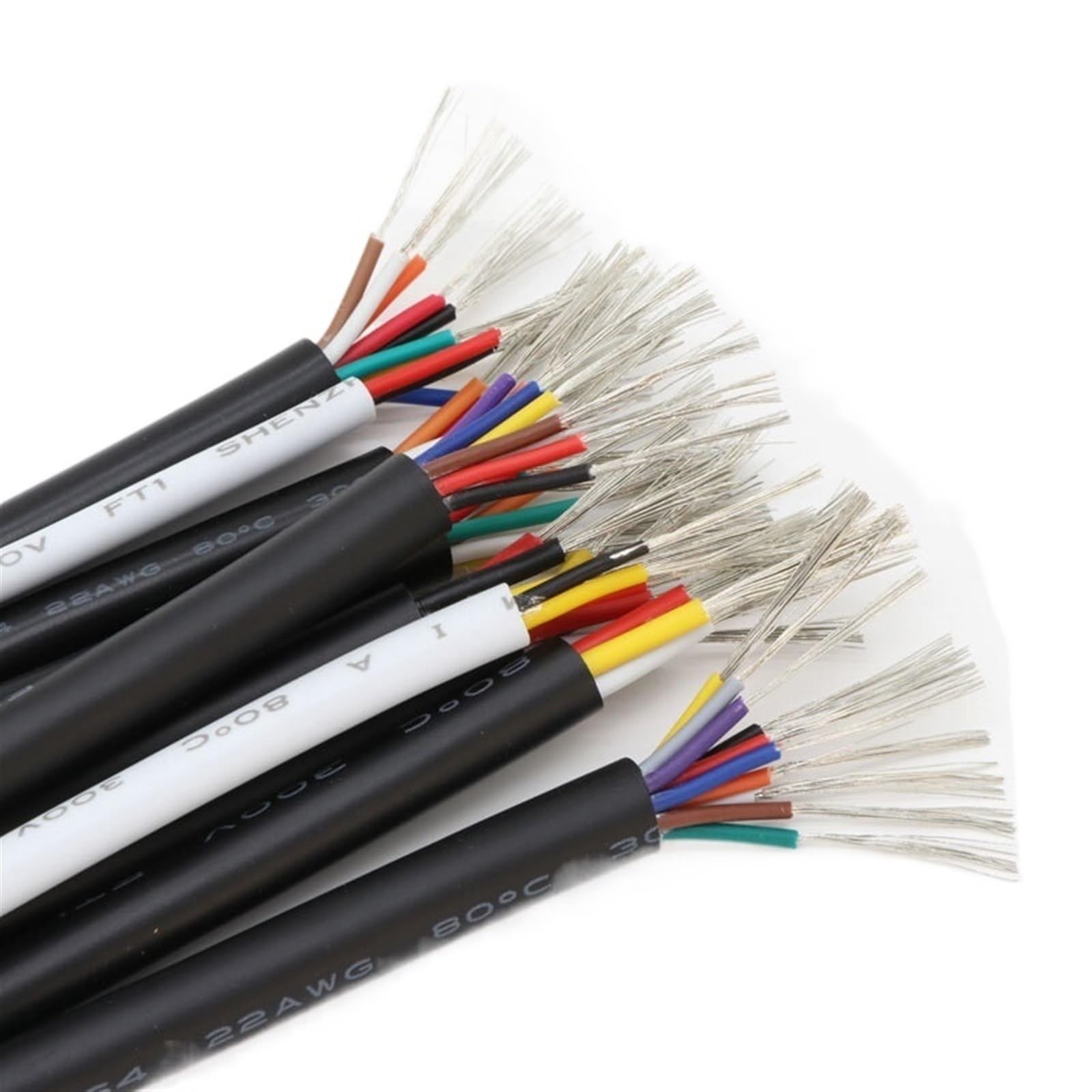 Outdoor Extension 5 Meters UL2464 Sheathed Wire 30AWG 20AWG Cable Channel Audio Line 2 Cores 10 Cores Insulated Copper Power Line Solar sheathed(Black 20AWG,2 Cores)