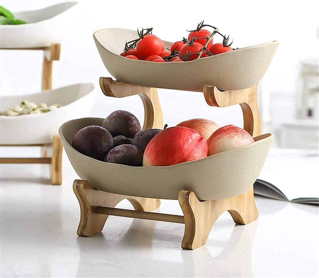 Corbeille à Fruits à 2 étages - En Céramique - Pour Fruits Secs - Pour Collations, Bonbons, Décoration