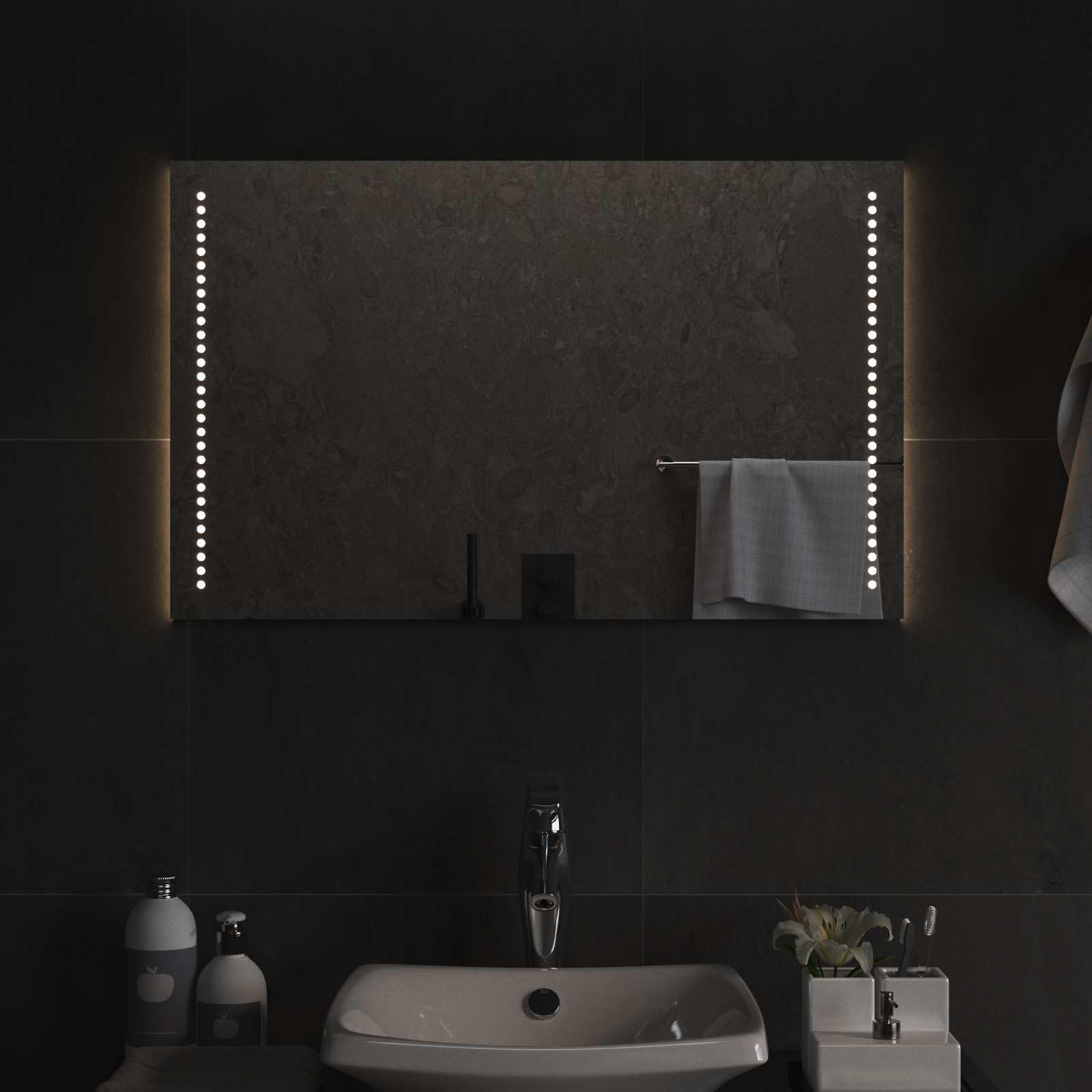 SYDE Lustro łazienkowe LED przezroczyste 80 x 50 cm szkło hartowane