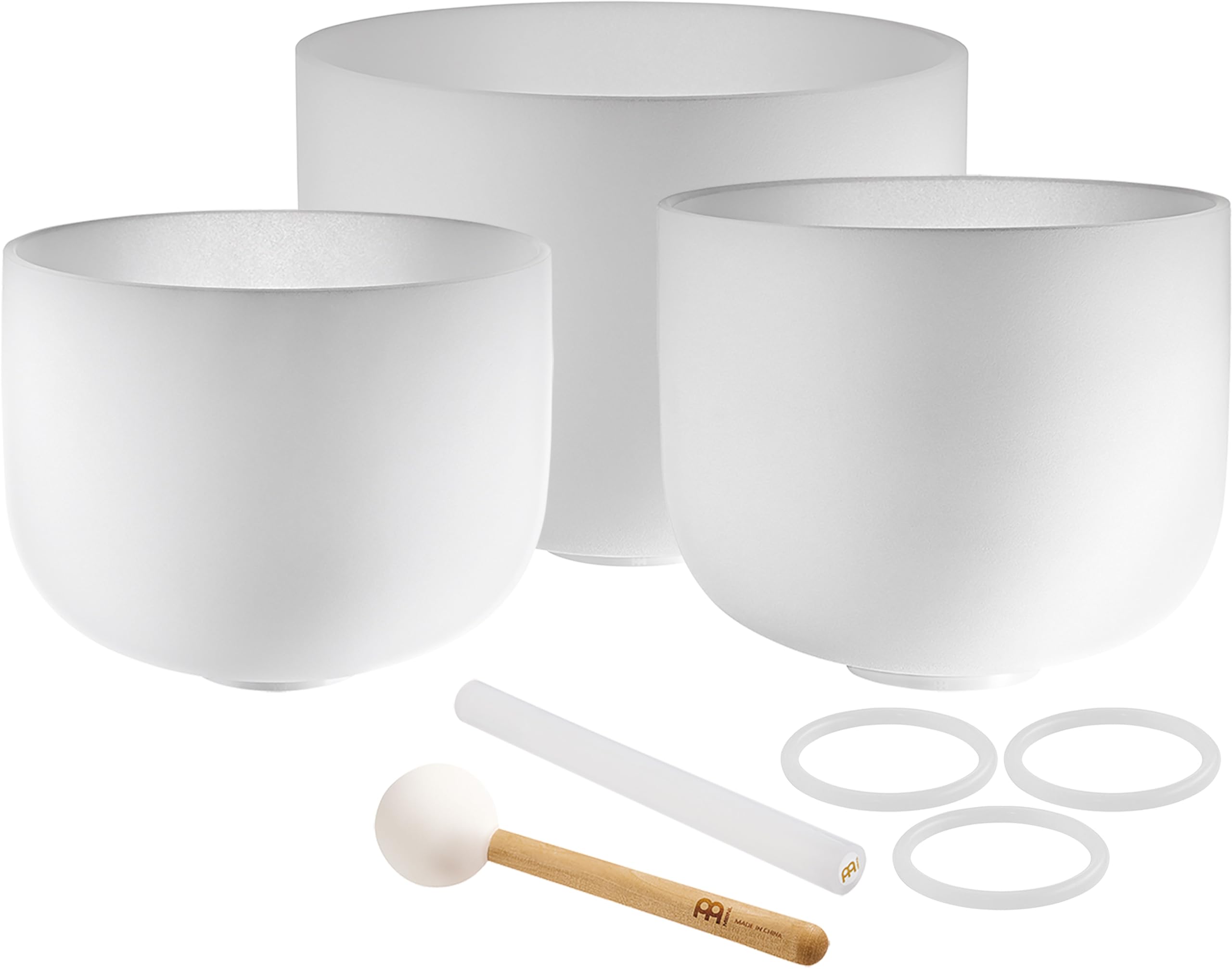 Sonic Energy Set di 3 campane tibetane in cristallo, 432 Hz, tono A4/F4/D4, per meditazione, yoga, guarigione del suono, include 2 bacchette e anelli in silicone (CSBSETAFD)