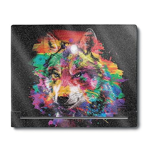 MightySkins Glossy Glitter Skin Compatible with Alienware X16 R1 (2023) Full Wrap Kit - Rainbow Wolf | Protective, Durable High-Gloss Glitter Finish | Easy to Apply & Change Styles | Made in The USA