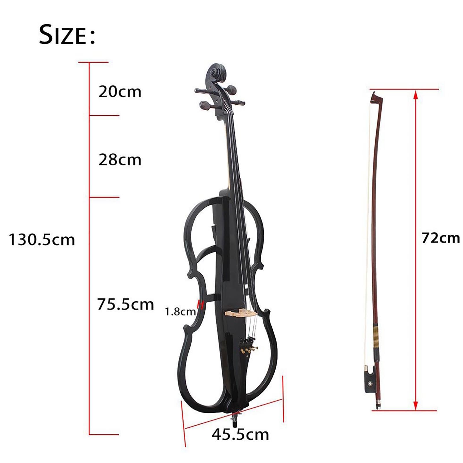 Violoncello elettrico 4/4, in legno massello, silenzioso, per prestazioni professionali sul palco, include custodia, arco, colofonia, auricolare e linea di collegamento