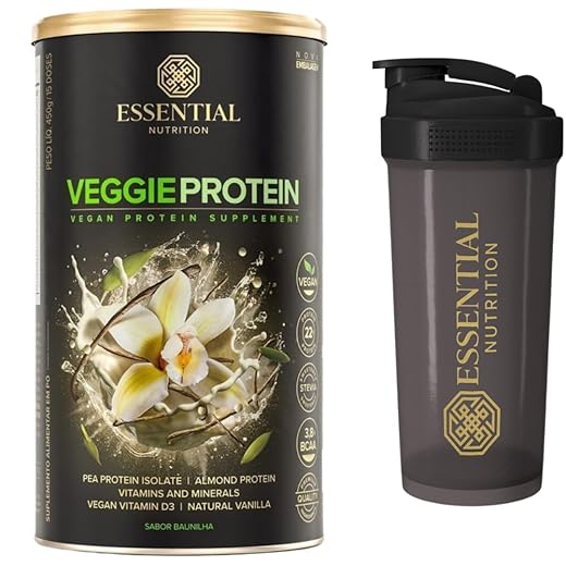 Veggie Whey Protein - Essential Nutrition - Vanilla (Baunilha) + Coqueteleira Oficial (Proteína Isolada vegana/vegetariana)