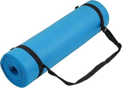 Miniatura 13 de Fitvids Tapete de yoga de 1/2 pulgada, extra grueso, de alta densidad, antidesgarros, con correa de transporte, adecuado para varios ejercicios de