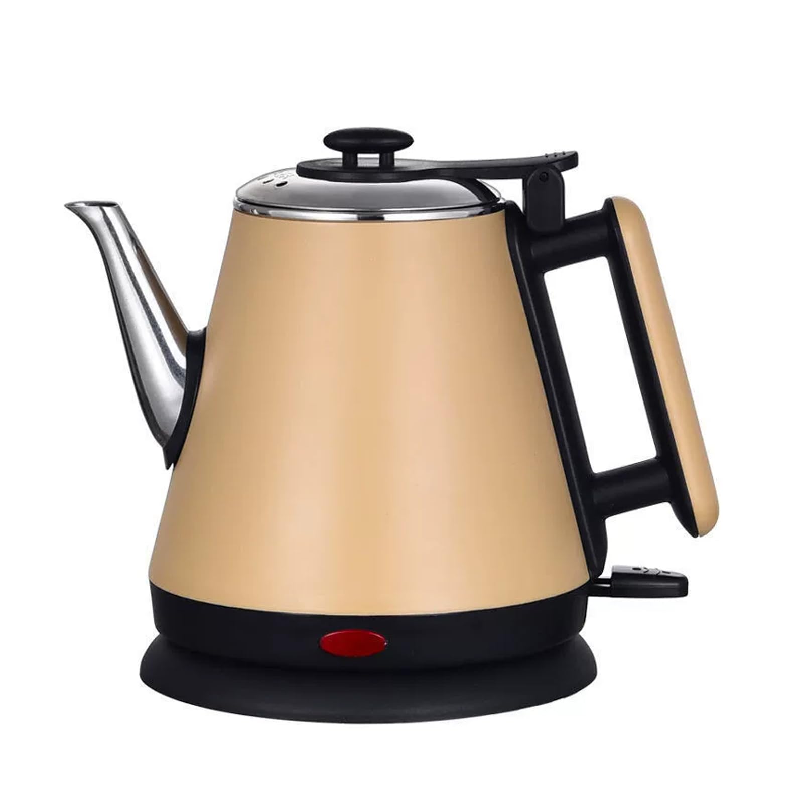 Hervidor eléctrico inalámbrico de acero inoxidable cepillado de 1,2 l, silencioso y de ebullición rápida, 1 kW, mango antiescaldaduras, pico vertedor perfecto, amarillo, talla única