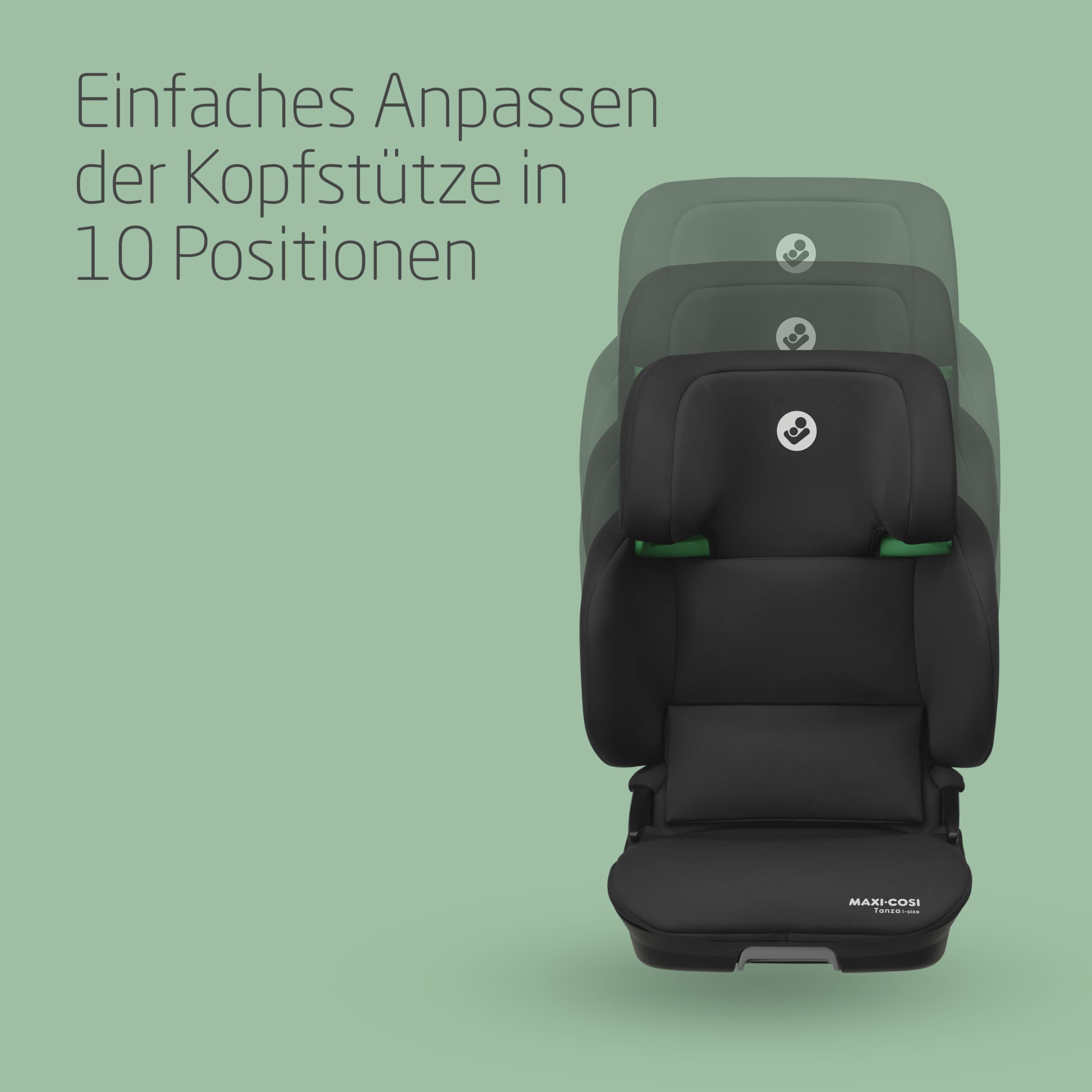 Maxi-Cosi Tanza i-Size Klappbarer Kindersitz 3,5-12 Jahren 100-150 cm G-CELL Seitenaufprallschutz Full Black