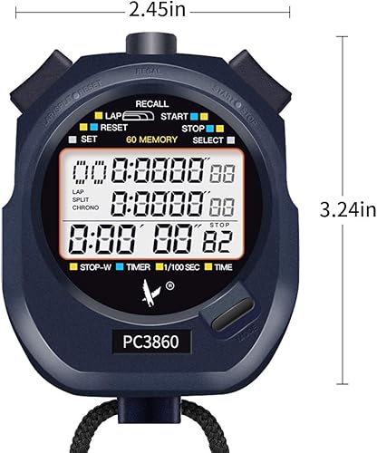 Miniatura 2 de LEAP Cronómetro Profesional Temporizador 3 RAW 1030100 Vuelta Dividir Memoria con Pantalla Digital Extra Grande para Cronómetros Deportes