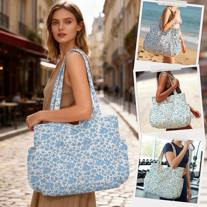 Bolso Tote de Pana para Mujer Grande con 6 Bolsillos miniatura 4