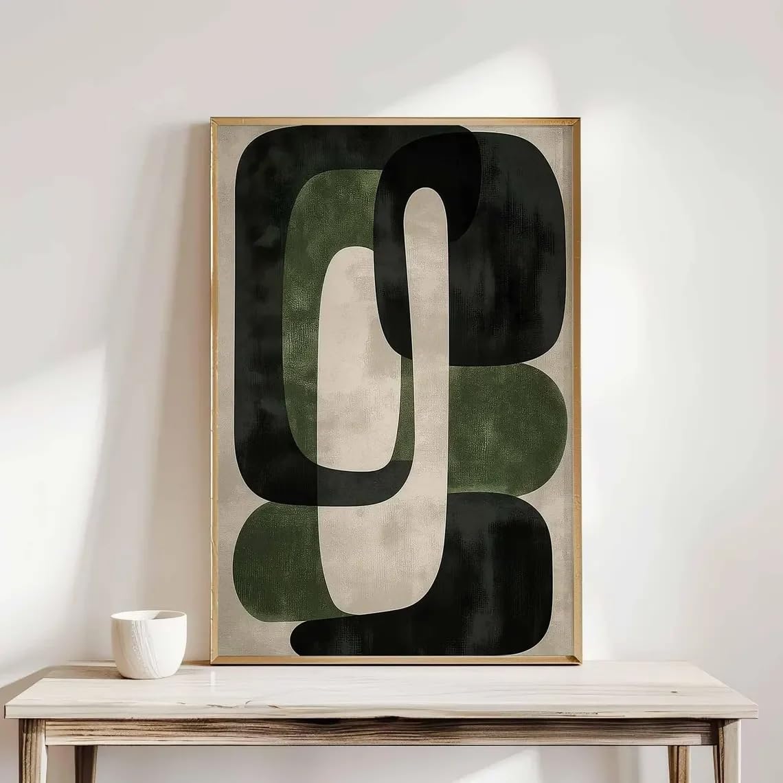 LTjiajuypd Green Wall Art Modern Abstract Canvas Prints Black Contemporary Minimalist Print Bedroom(40x55cm)