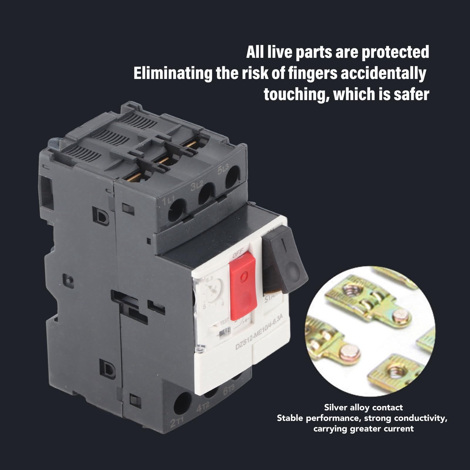 GV2-ME10C Disjoncteur de Moteur, AC690V, Protection Contre les Surcharges, Matériau ABS, Installation sur Rail 35mm, Tension Nominale 6KV, Type Bouton-Poussoir