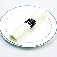 Vista 3 de Rollos de cubiertos de plástico desechables Parece plata con revestimiento de acero inoxidable, cubiertos alternativos formales, duraderos