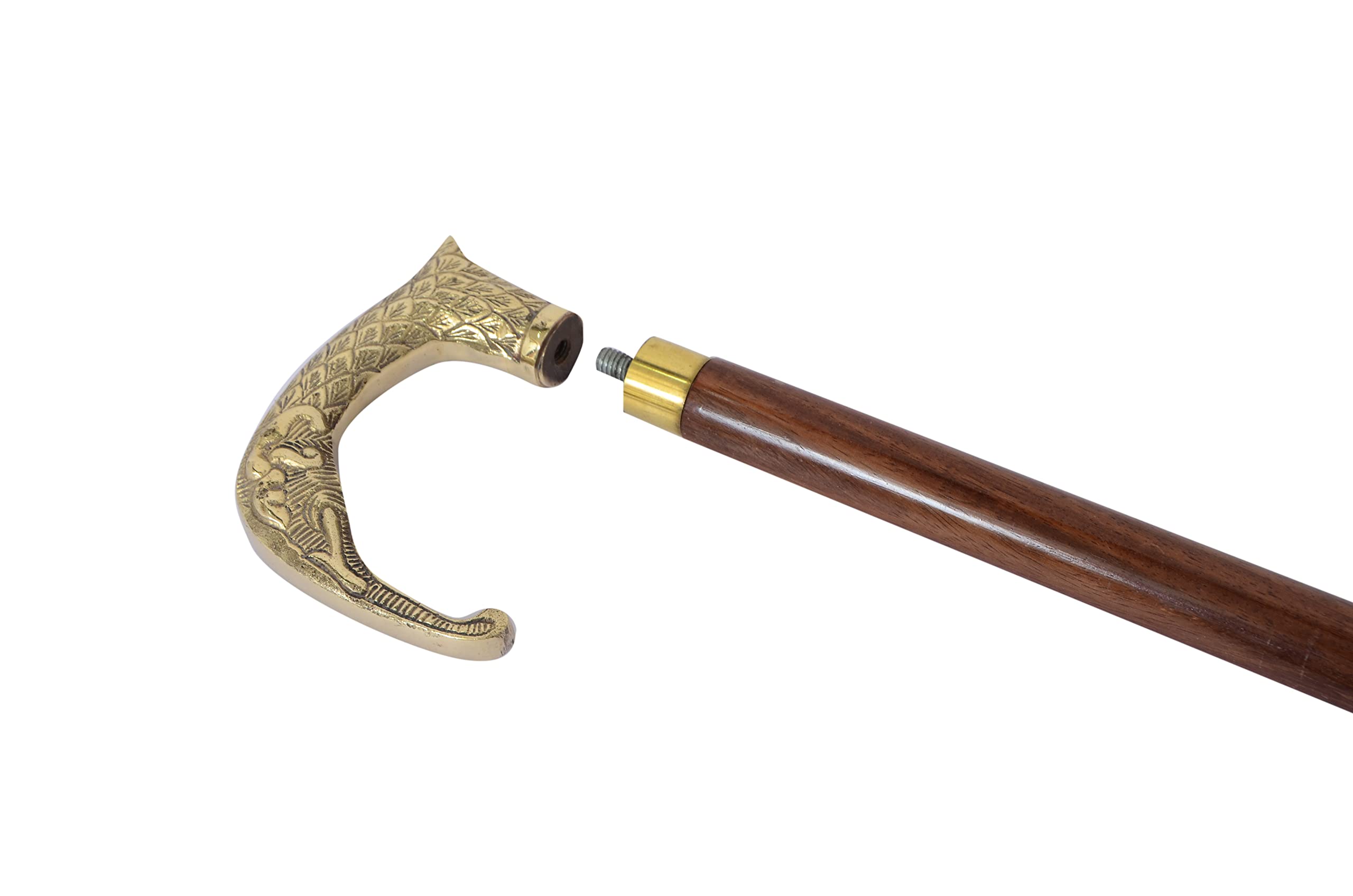 Alfiya Nautical Brass Elephant Walking Stick, Brown, 37 Inch - Image 4