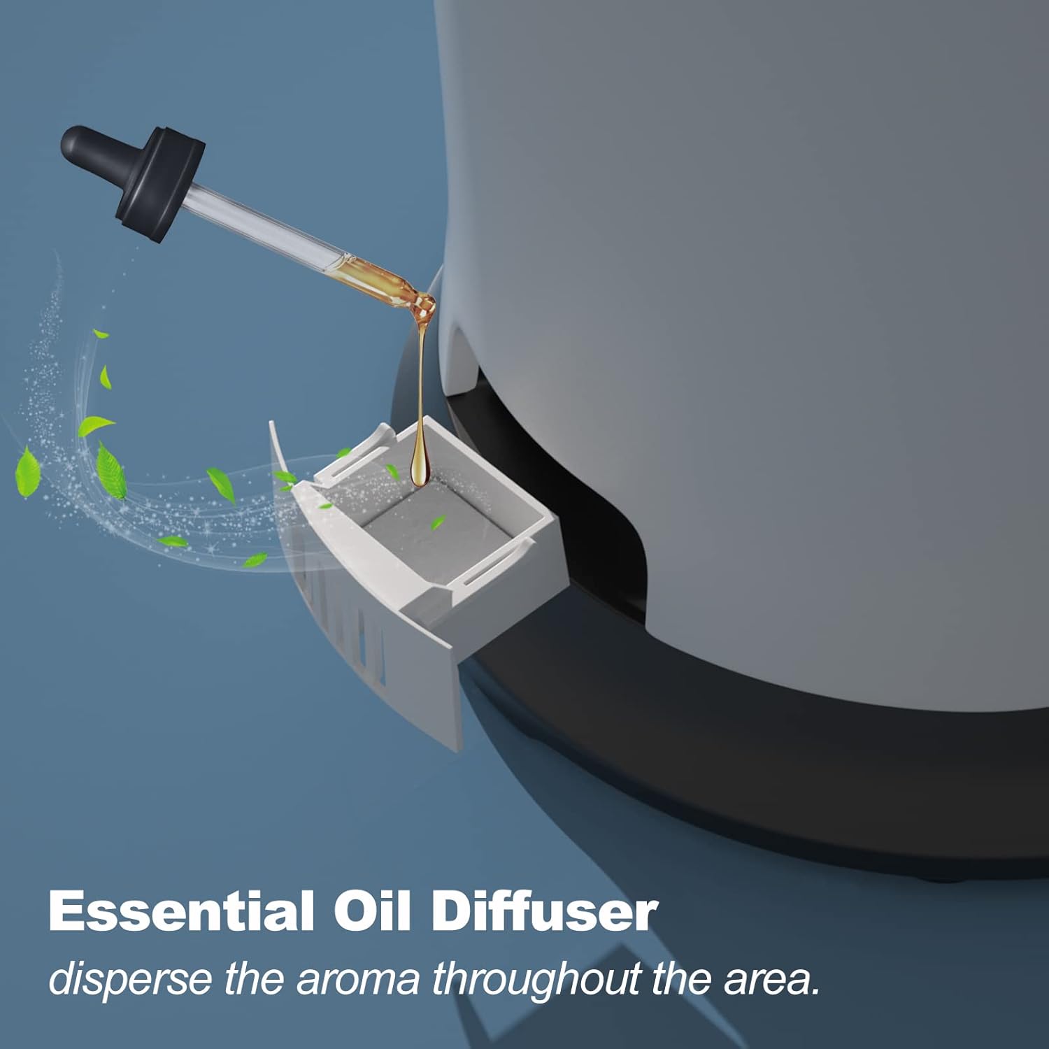 Essential oil diffuser tray at the base of the humidifier