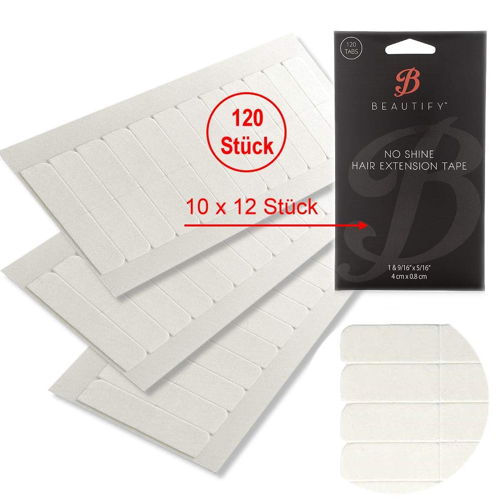 Walker Tape Beautify No Shine taśma klejąca 120 tabletek 4 cm x 0,8 cm, dwustronna taśma przedłużająca, treska do włosów, treska