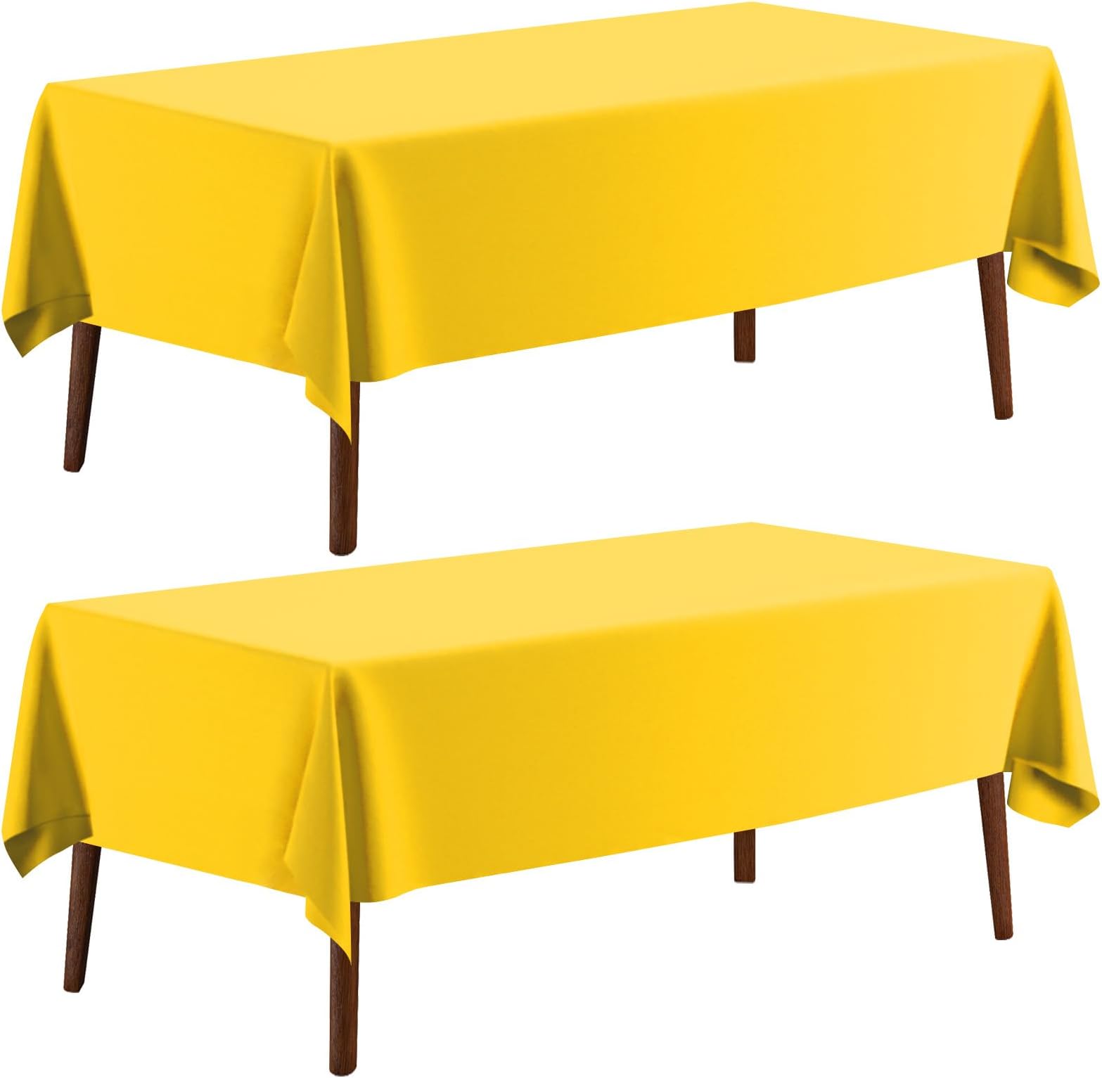 CXPSINC Plastic Tablecloth 54" x 108"Disposable Tablecloth Rectangle Plastic Table Cover for 6 to 8 Foot Tables Indoor or Outdoor Parties Birthdays Christmas (Yellow, 2 Pack)