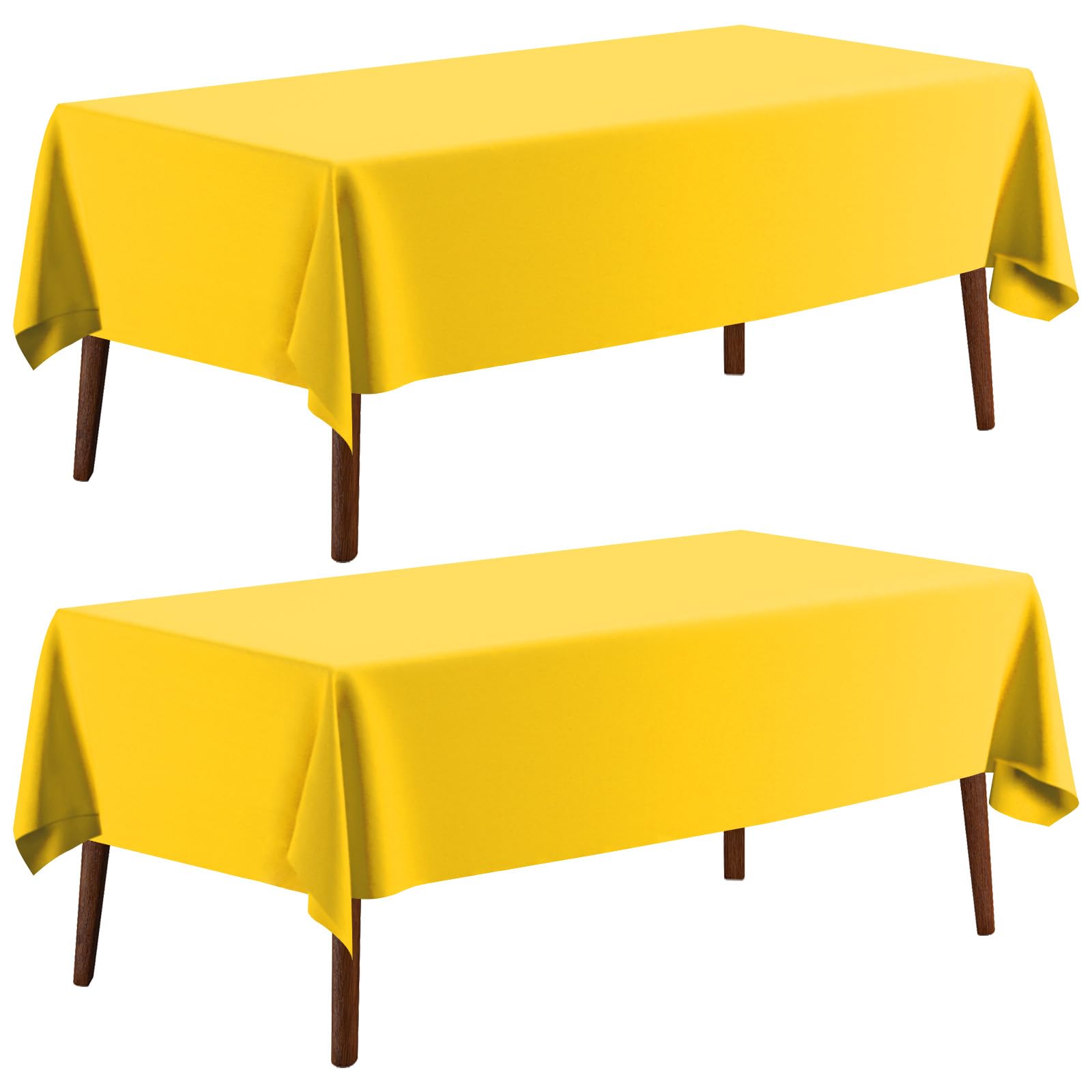 CXPSINC Plastic Tablecloth 54" x 108"Disposable Tablecloth Rectangle Plastic Table Cover for 6 to 8 Foot Tables Indoor or Outdoor Parties Birthdays Christmas (Yellow, 2 Pack)