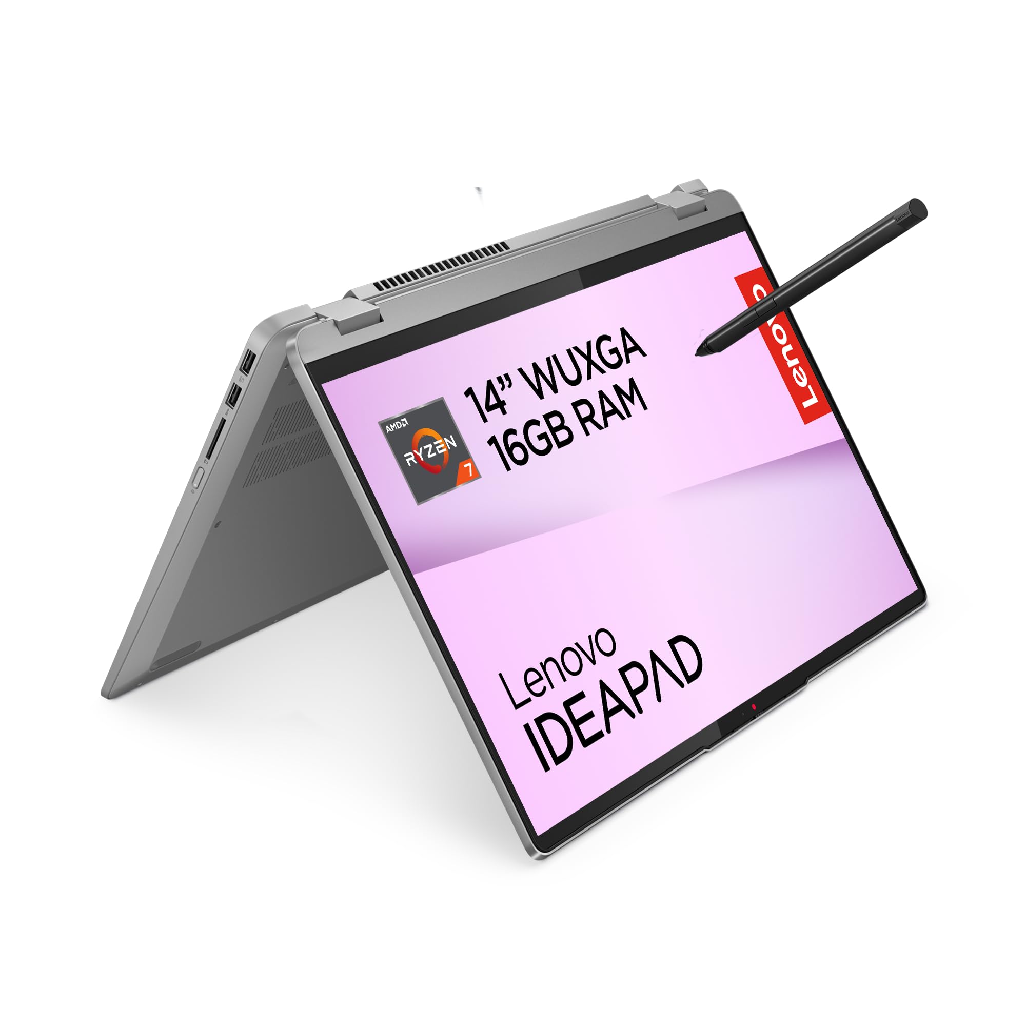 Lenovo IdeaPad Flex 5 Notebook - AMD Ryzen 7 7730U, RAM 16GB, 512GB SSD, Display 14" Touch WUXGA (1920x1200) IPS, Windows 11 Home, Tastiera italiana, Digital Pen inclusa - Arctic Grey