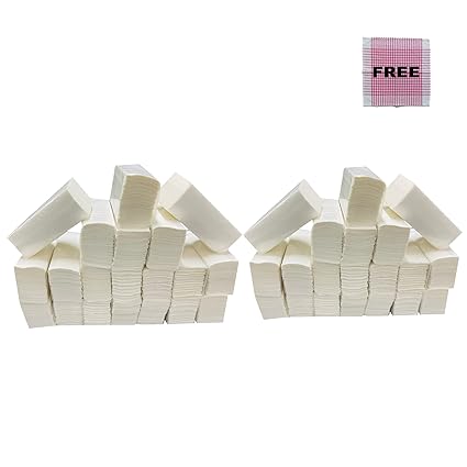 Ella M Fold Tissue Paper - 5240 Pieces (40 Packets) With Check Duster Cloth Free