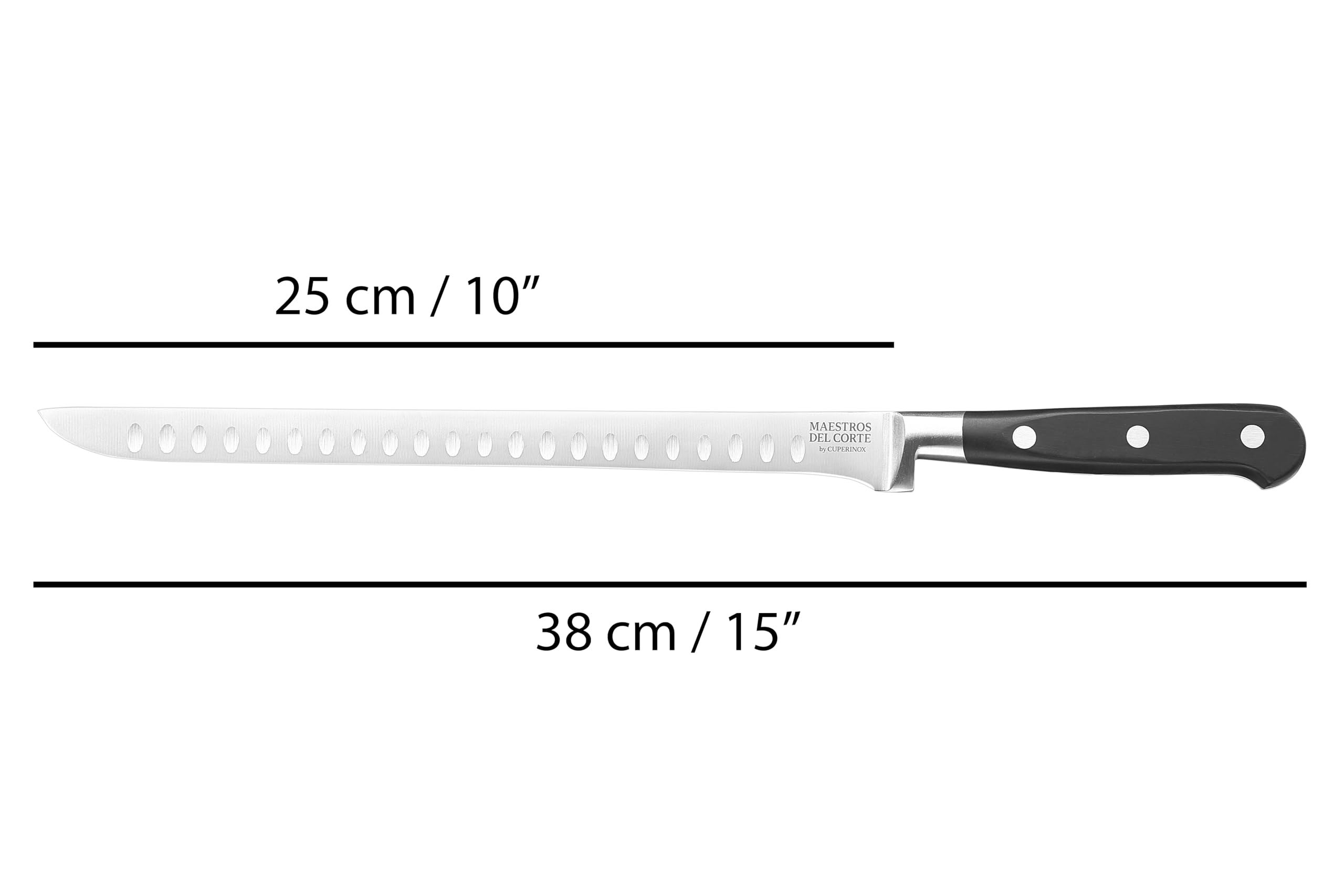 Set Cuchillo Jamonero+ Deshuesador Profesional Forjado 2 Piezas | Cuchillo Jamonero Alveolado 25 cm y Deshuesador 15 cm |Corte Fino y Equilibrado | Aptos para lavavajillas