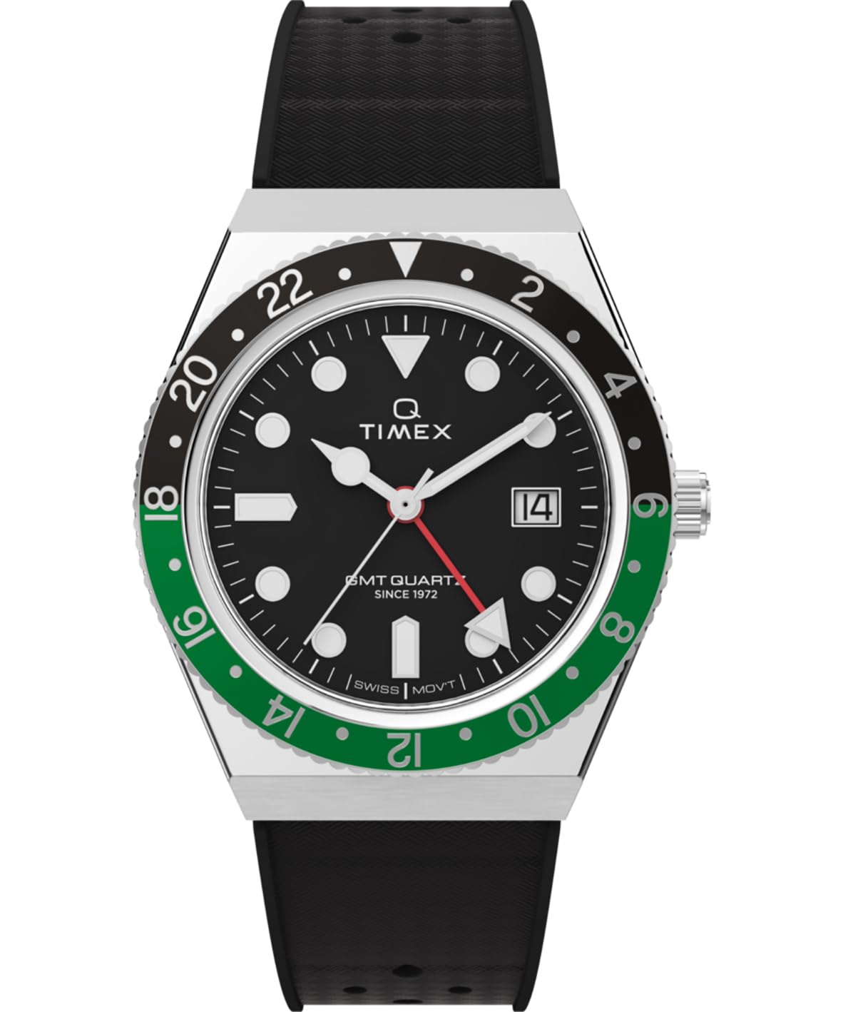 Timex Men's Q GMT 38mm Synthetic Rubber Strap Watch en oferta en Amazon