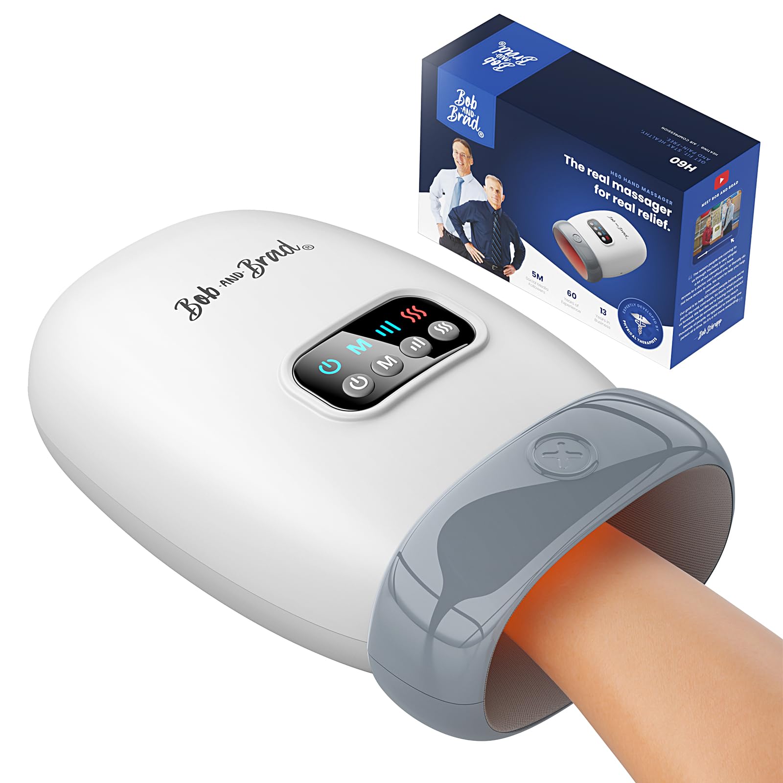 BOB AND BRADH60 Hand Massager with Heat and Compression, Cordless Hand Massager for Arthritis and Carpal Tunnel, Pain Relief Heated Wrist Finger Massage, Christmas Gifts for Women Men Mom DadClimatePartner certified