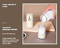 Vista 4 de Juego de molinillo eléctrico recargable de acero inoxidable para sal y pimienta, carga USB con cubierta antipolvo, 6 modos de molienda ajustables +