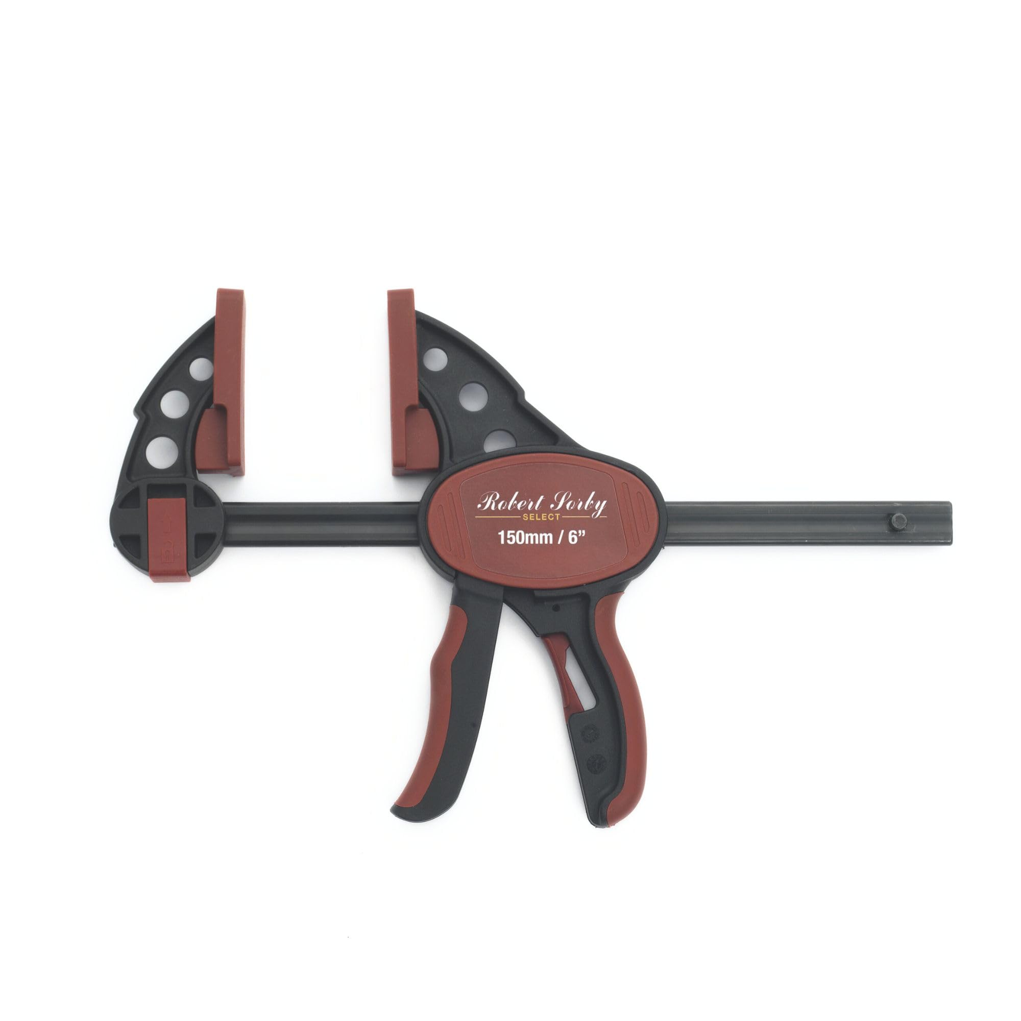 Robert Sorby Light Select One Handed Bar Clamp 6" 150Mm Quick Release Clamp And Spreader 150Kgf Clamping Force 85Mm Throat Depth Soft Grip Handle