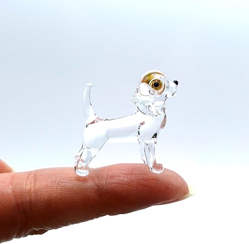 Sansukjai Rare Beagle - Figuras pequeñas de vidrio soplado a mano, animales coleccionables, regalo para amantes de los perros, decoración del hogar