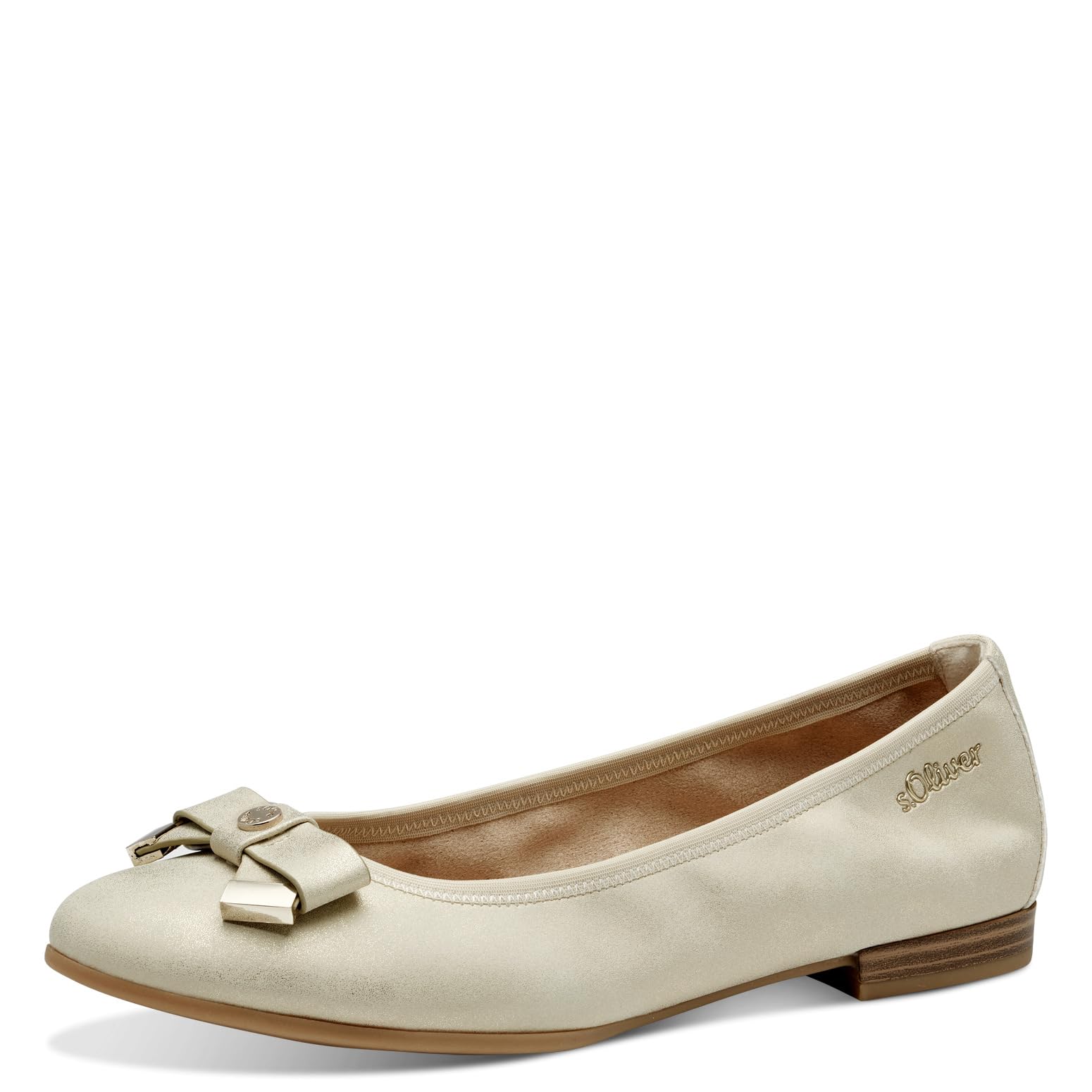 s.Oliver Women's Elegant Ballet Flats with Bow, Champagner, 5 UK