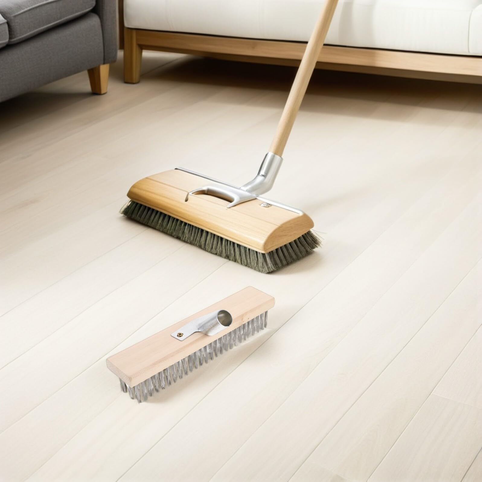 Spazzola per Pavimenti a Filo 2 Pezzi in Acciaio Inox