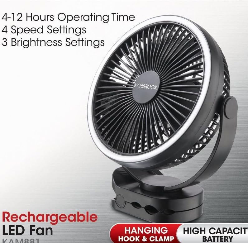Ventilador portátil de 8" recargable, clip con batería 10000 mAh y 4 velocidades 2
