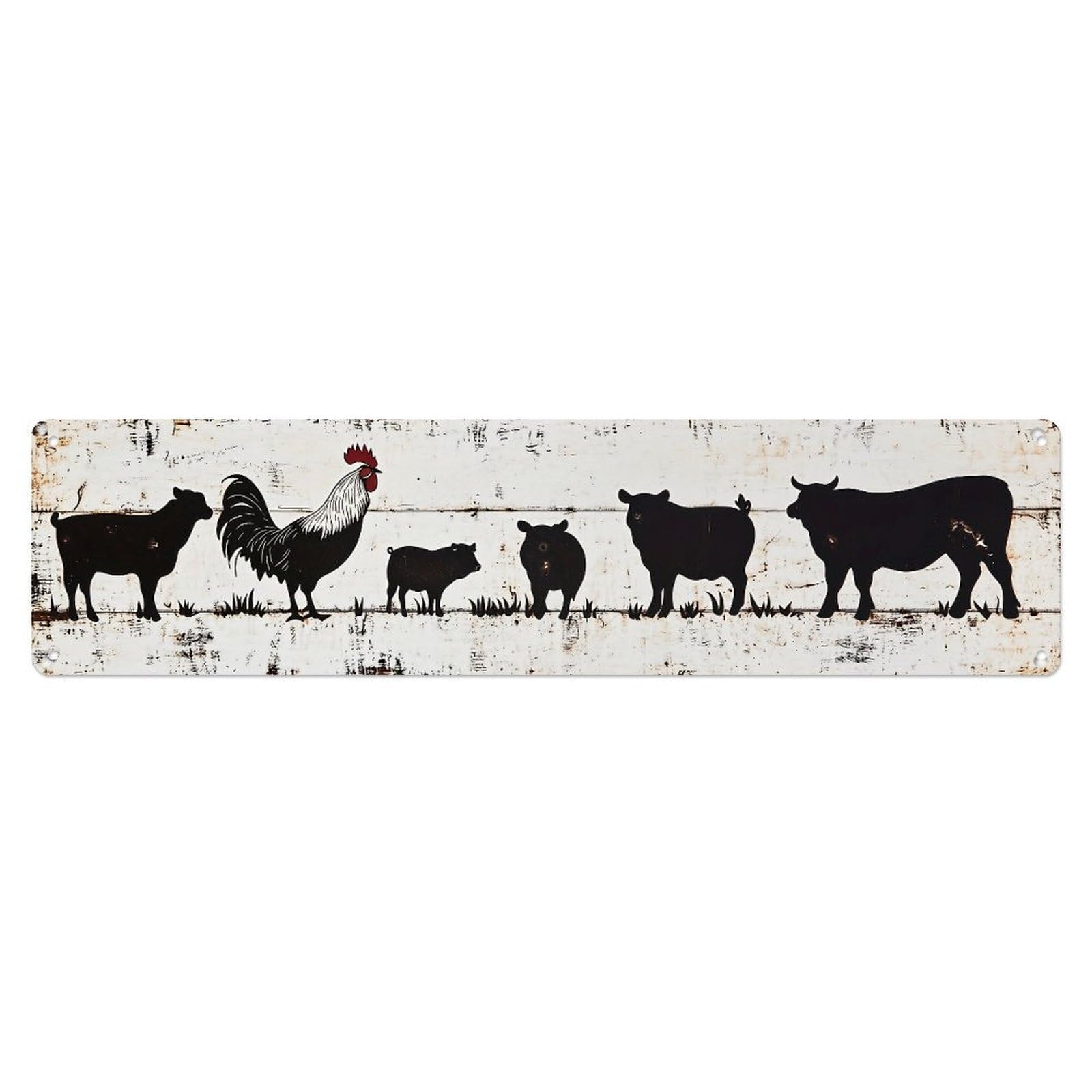Farm Animal Silhouette Pattern Metal Tin Sign Plaque