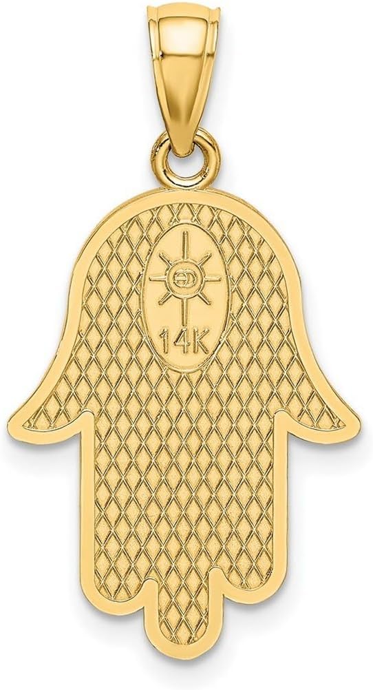 JewelryWeb 14k Gold Jewish Hand Of God With Religious Judaica Star of David 28.3mm long Pendant Necklace for Women - Image 4