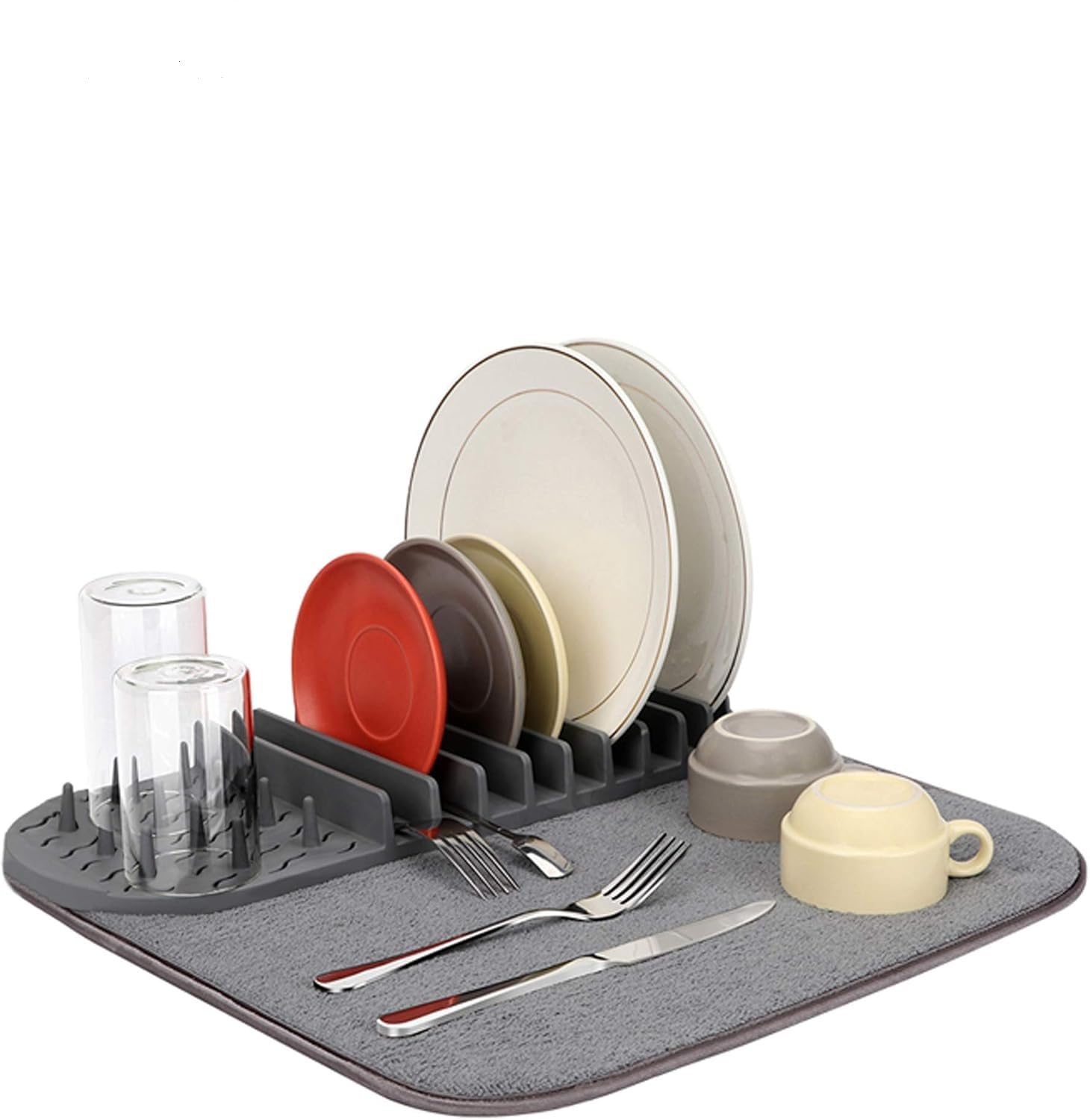HomeCloud Dish Drying Rack/ Plate Rack with Microfiber Stretch Elastic Band Dish Mat - Thickened PP Material, Space-Saving and Lightweight Design for Effortless Storage (Gray) (B0D9YPWX2V) Amazon Price History, Amazon Price Tracker