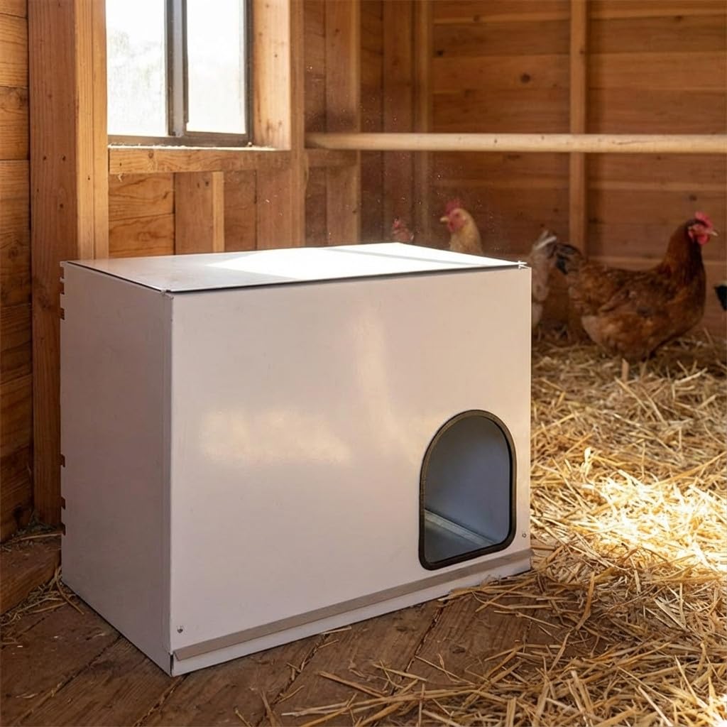 Suinga Nido Interior para Gallinas 78x40x50 cm con Bandeja Extraíble | Refugio para Aves, Nido Avicope Blanco para Gallinas