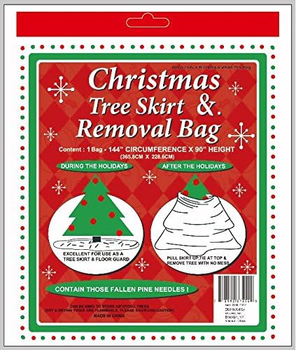 dobar Holiday Pride Christmas Tree Removal Bag - New & Improved !! - Heavier Duty 4 Mil Thickness Poly Bag - Waterproof - 144" x 90" Height - Fits up to 7 ft Tree