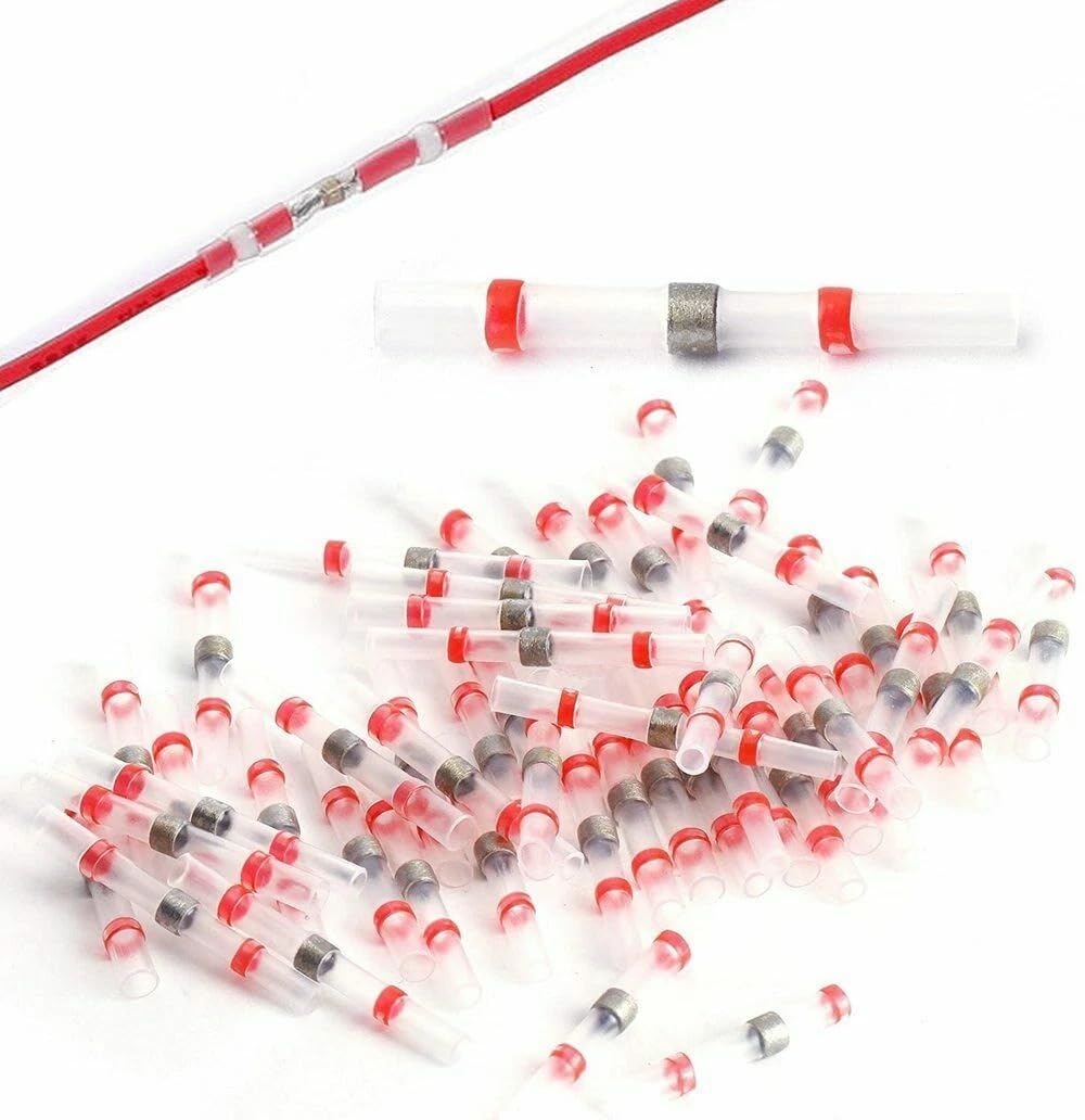 300 Pcs of Red Solder Sleeve Heat Shrink Butt Wire Splice Connector Terminals