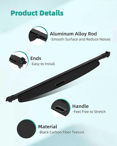 Miniatura 2 de SCITOO Cubierta de carga trasera retráctil de 3 filas 2022-2024 para Jeep Grand Cherokee 3.6L para maletero trasero retráctil de seguridad