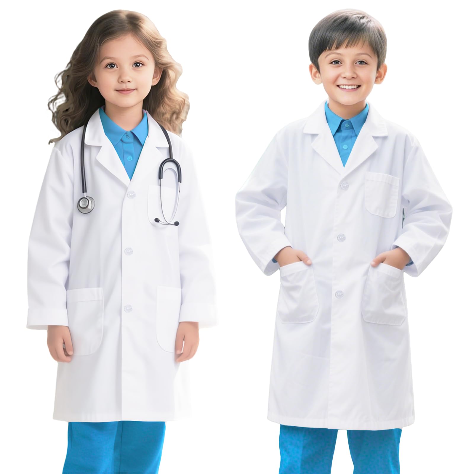 Bata Laboratorio Algodón Blanca Manga Larga Niño Niña Disfraz Científico Médico Enfermera Doctor