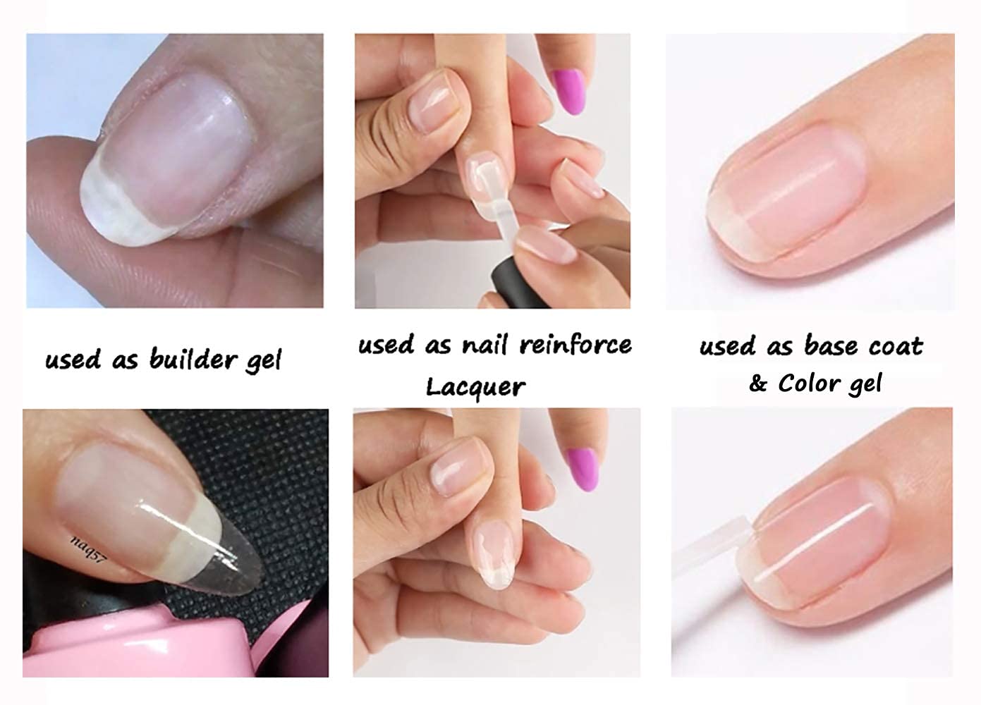 AIMEILI 2Pcs Black White Gel Nail Polish, Builder Base Clear Sheer Color Gel Set