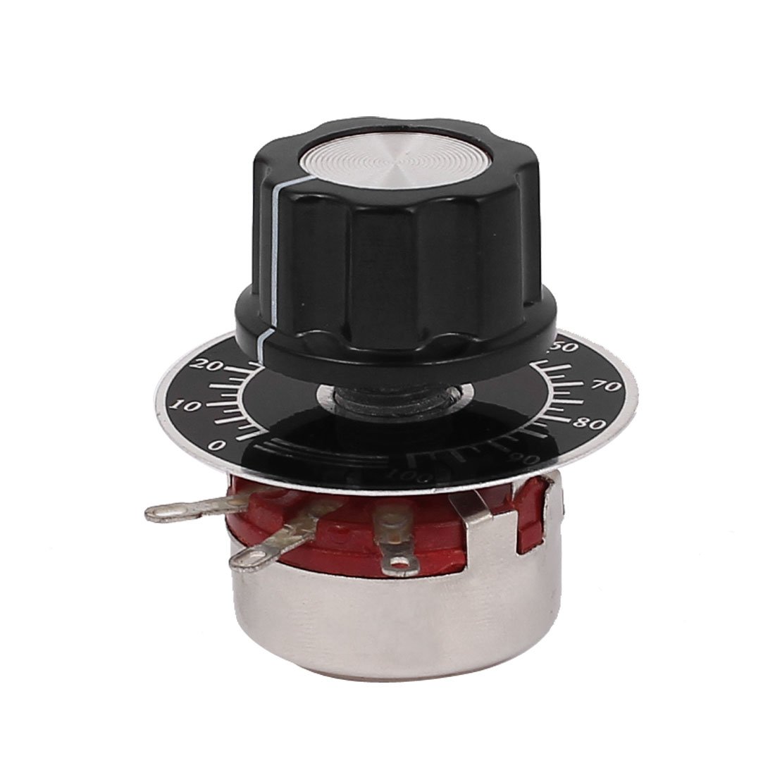 sourcing map 4K7 Ohm Potentiomètre rotatif à film de carbone avec diamètre avec bouton, WTH118-1A 2W