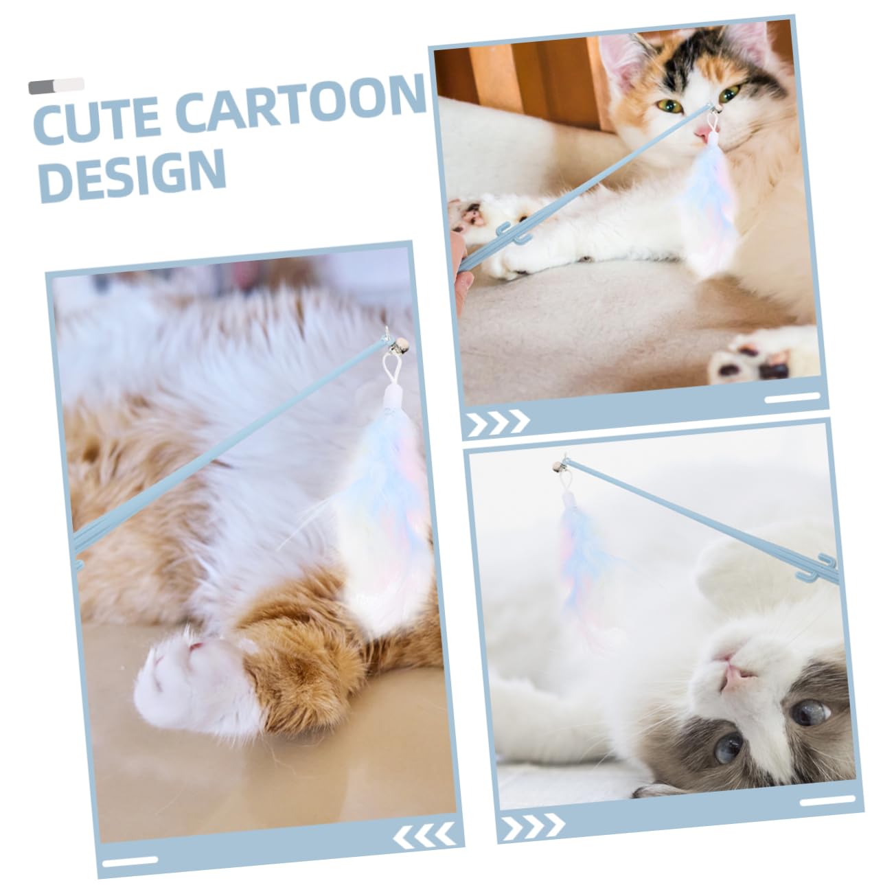 Kisangel 20pièces Canne à Interactive pour Chat avec Plumes Et Clochettes Jouet Feutre pour Exercice Et Combattre Ennui des Chats Intérieur