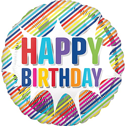 Ballon multicolore Happy Birthday Amscan pour reussir une deco de fete terne