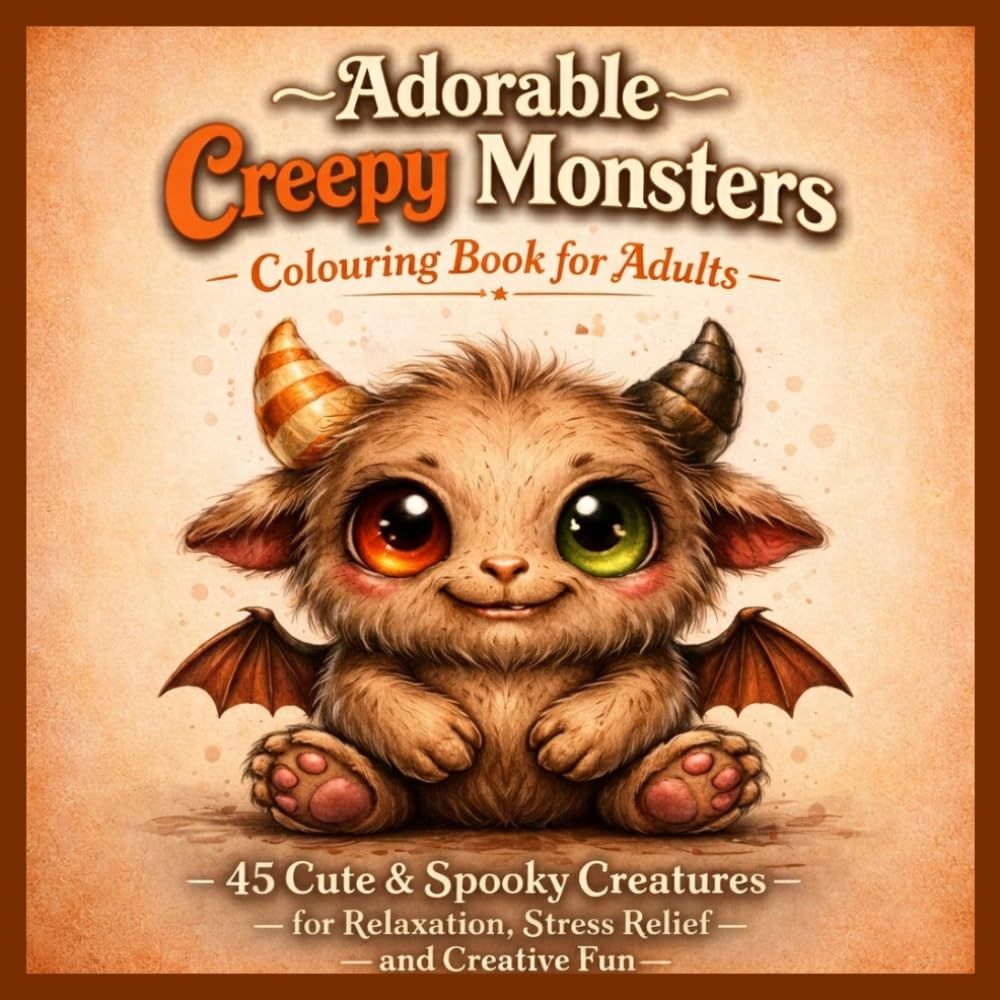 Adorable Creepy Monsters Colouring Book for Adults: 45 Cute & Spooky Creatures for Relaxation, Stress Relief, and Creative Fun