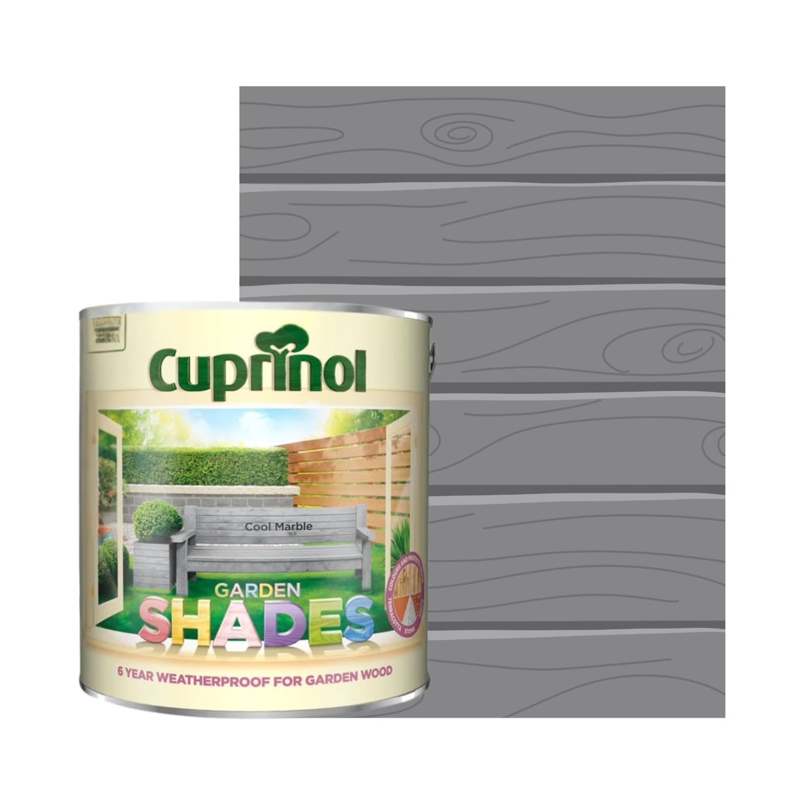 Milena Garden Shades Fence Paint, Shed Paint, 6 Year Weatherproof Exterior Wood Treatment, Water Based Matt Finish Paints for Wood Stain, 2 Coats Recommended (Cool Marble, 1 Liter)
