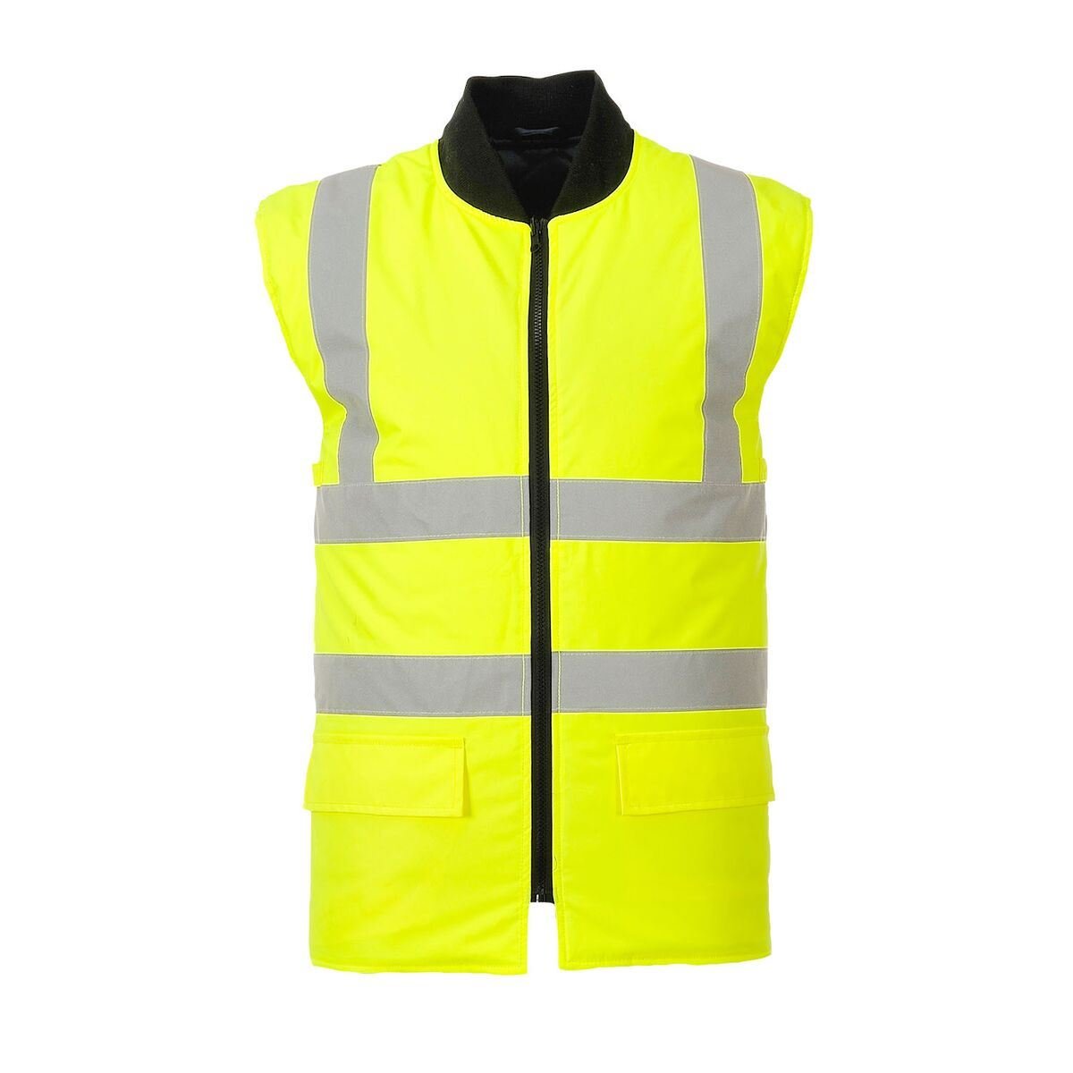 Portwest S471 4-in-1 Arbeitsjacke 8 Taschen Verstaubare Kapuze Druckknopf | Gelb/Marine, 2XL, EN ISO 20471 Klasse 3, UPF 40+, 300D Oxford, 100% Polyester, Elastische Bündchen, Langarm