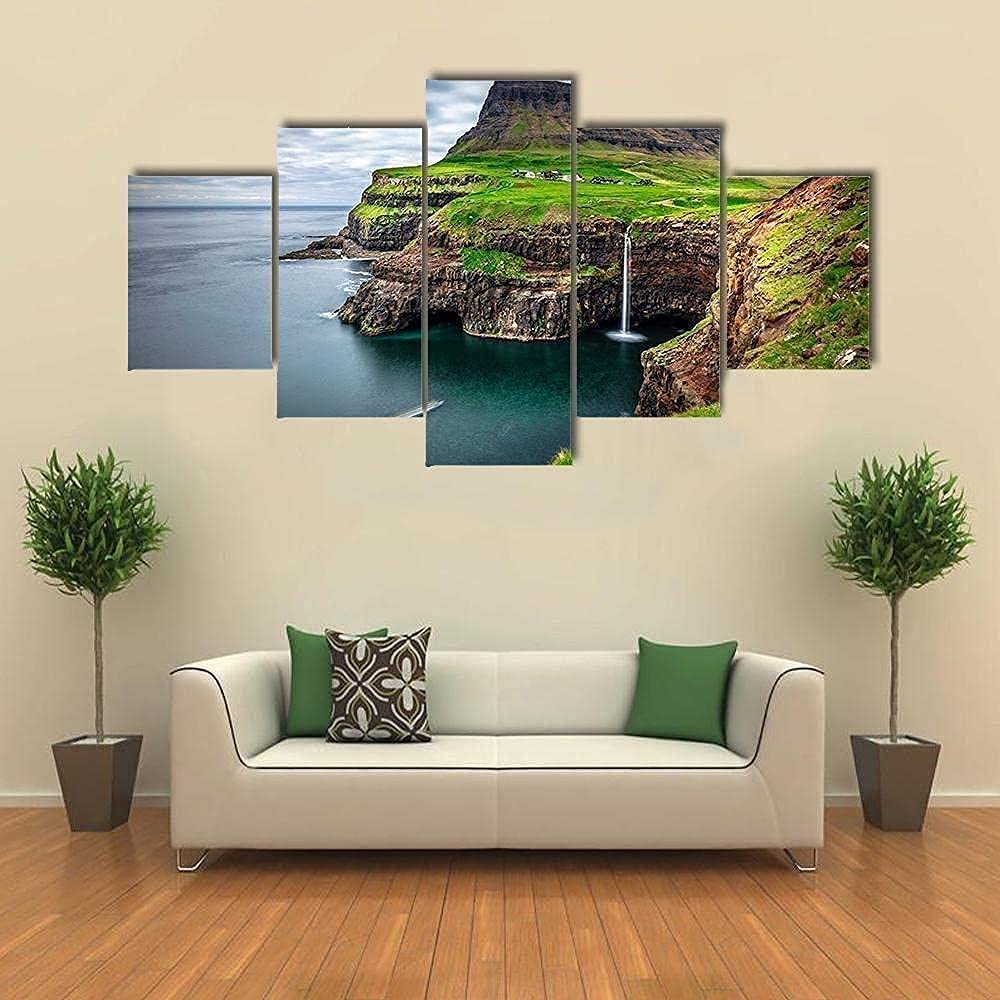 5 Pieces Of Canvas Painting Faro Island Canvas Wall Art Waterfall Landscape, Suitable For Your Living Room Modern Oil Painting Family Decoration Prints