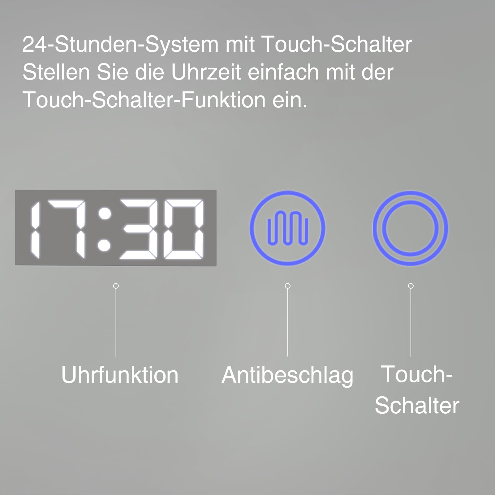 YU YUSING Badspiegel mit Beleuchtung 80x60cm Badezimmerspiegel LED mit 3 Lichtfarben Dimmbar, Beschlagfrei Wandspiegel mit Touch-Schalter, Spiegel Badezimmer Timer-funcktion, Gehärtetes Glas IP44