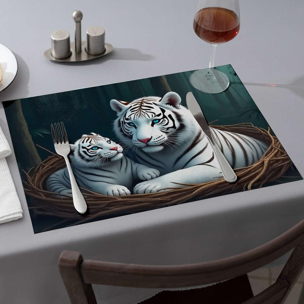 Set de table jaune tigre et son bébé lot de 6 pour embellir votre foyer