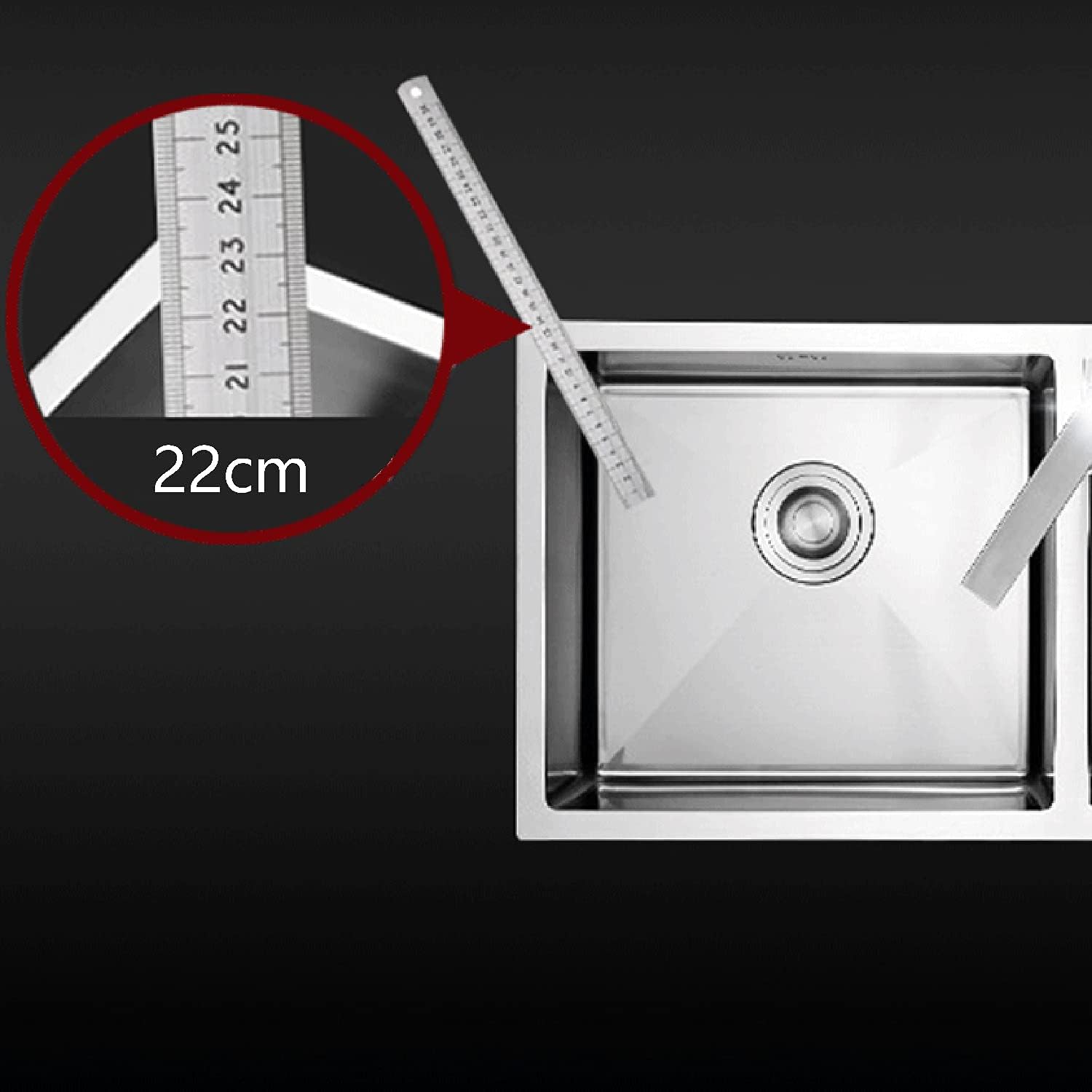 Kitchen Sink, 30" Bottom Loading Double Bowl, Stainless Steel Workstation Farmhouse Hand Basin 2 Holes (B80 * 45 * 22cm) (A 75 * 41 * 22cm)